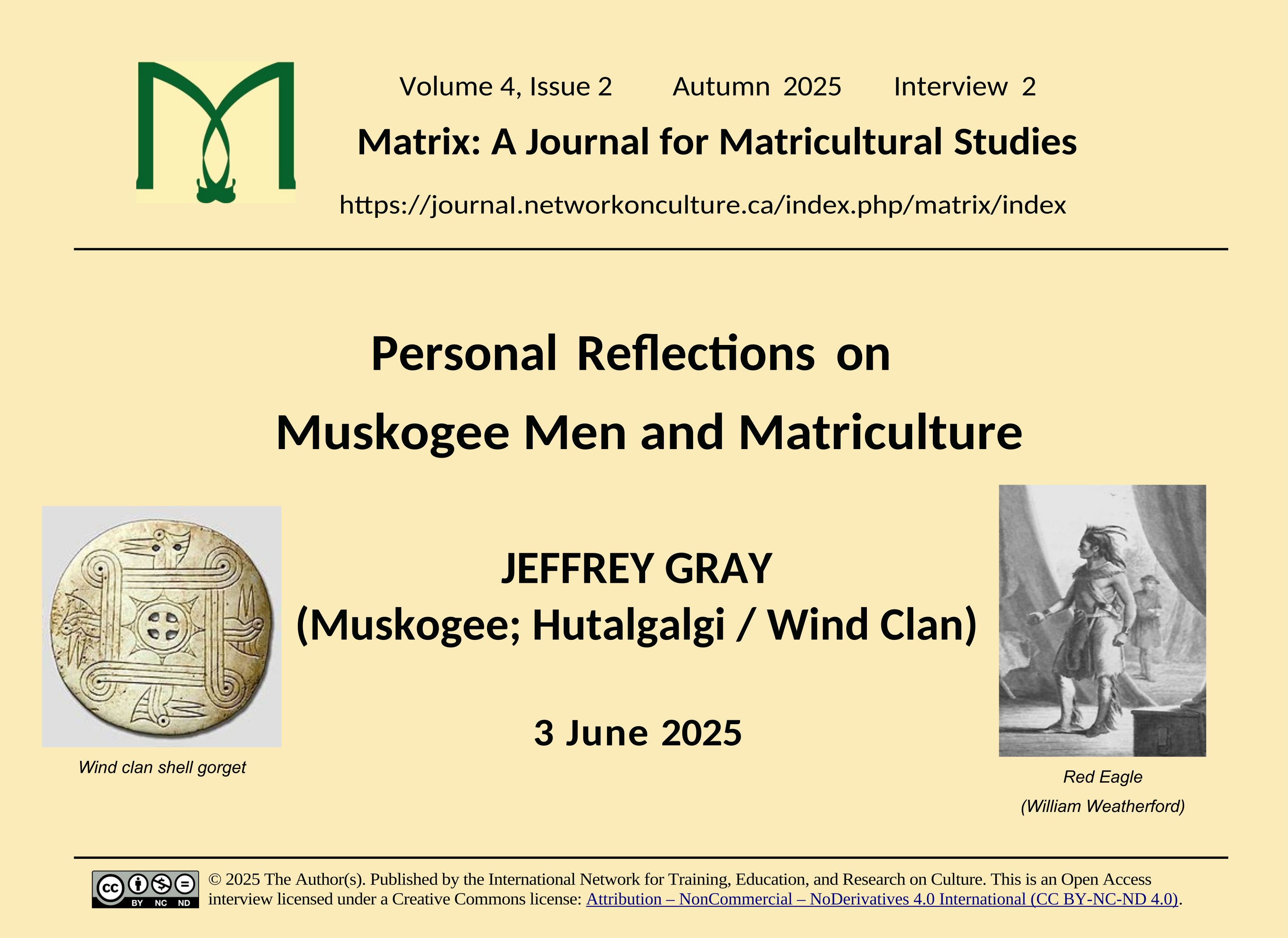 Title card for Jeff Gray, Personal Reflections on Muskogee Men and Matriculture